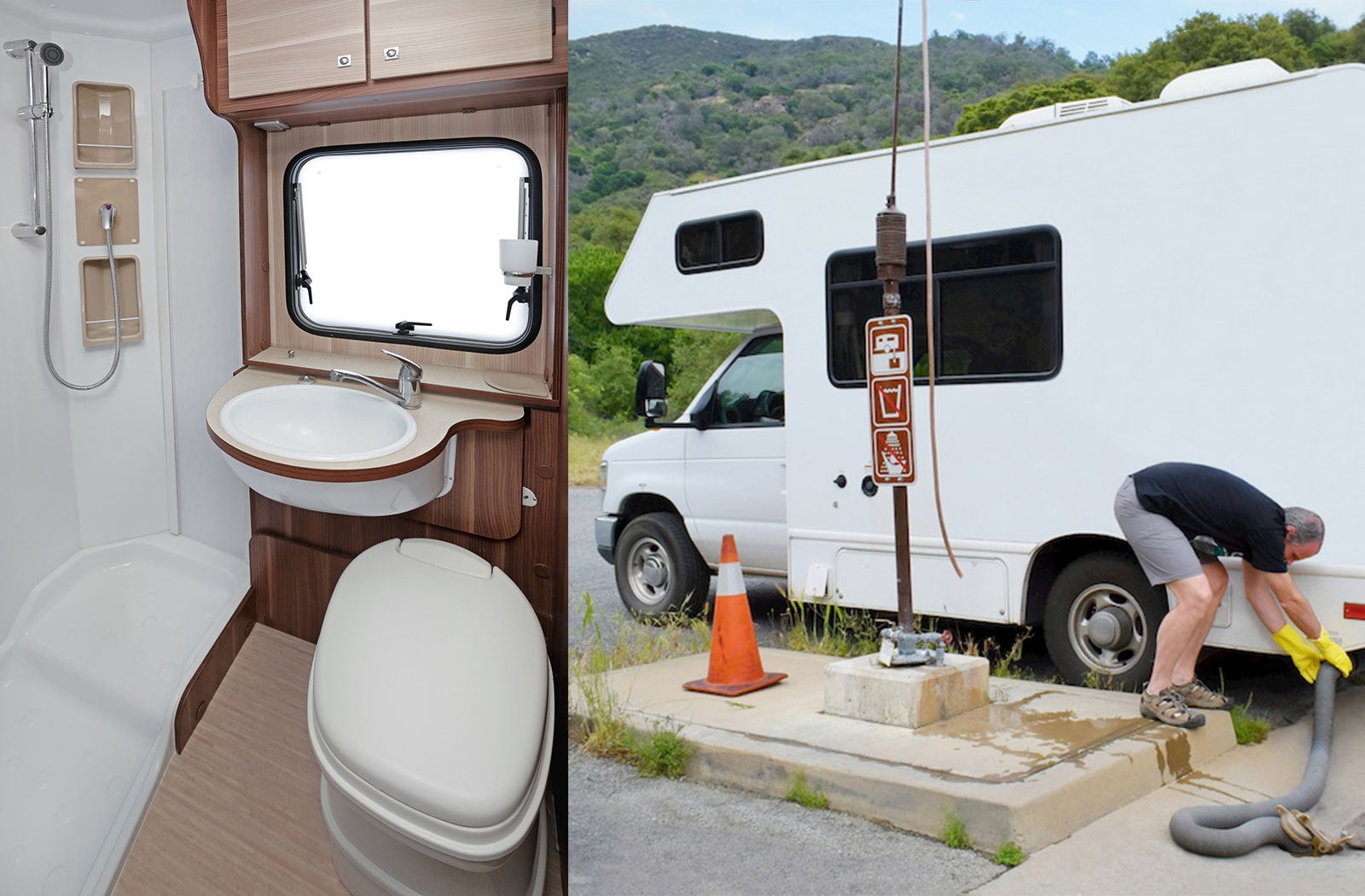 Portable RV/camper toilet and holding tank setup in Soldotna, Alaska