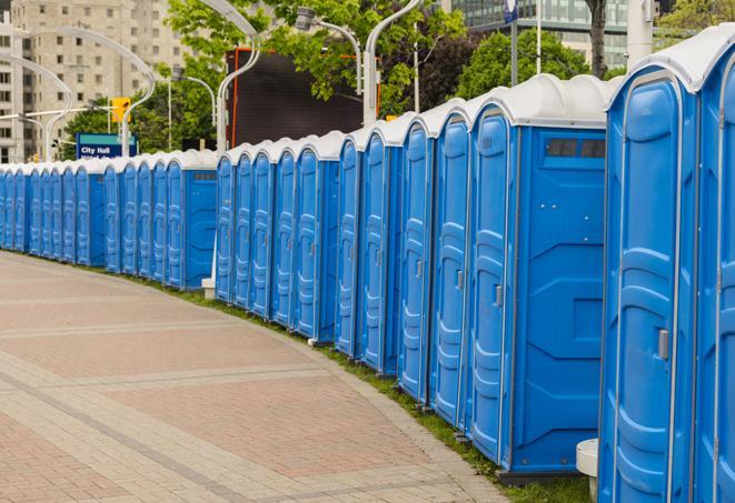 Seasonal porta potty units set up at a Soldotna, Alaska venue